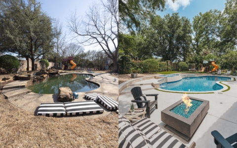 Pool renovation before and after